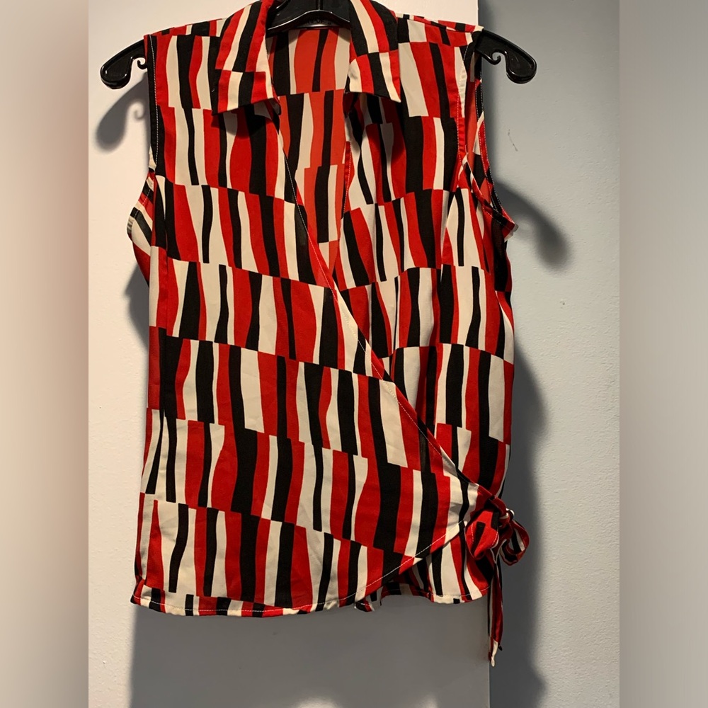 Jaipur Red and Black Notched Collar Wrap Blouse